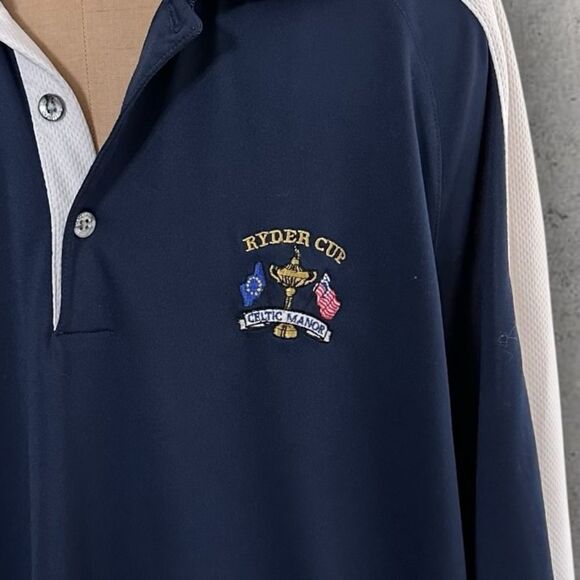 Antigua Ryder Cup Tournament Men's Navy and White Golf Shirt Size Large - Picture 11 of 11